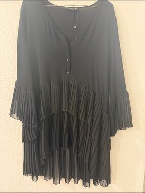 Zara Black Asymmetrical Pleated Dress